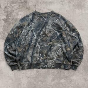 Jerzees Outdoor 90s Camo Crewneck XXL Vintage Hardwoods Gorpcore Boxy USA sweat